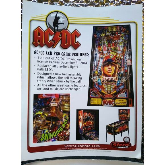 AC/DC Pinball FLYER LED Pro Edition 2013 Original Hard Rock Music Vintage Promo - Picture 3 of 6